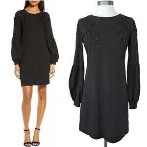 Lilly Pulitzer Black Bartlett Sequin French Terry Mini Dress Small Long Sleeve